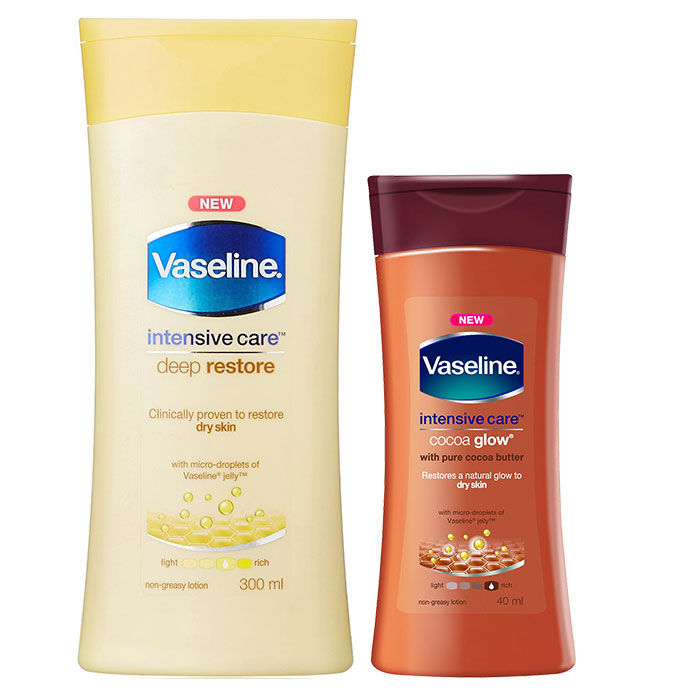 Buy Vaseline Intensive Care Deep Restore Body Lotion (300 ml) + Free Cocoa Glow Body Lotion (40 ml) - Purplle