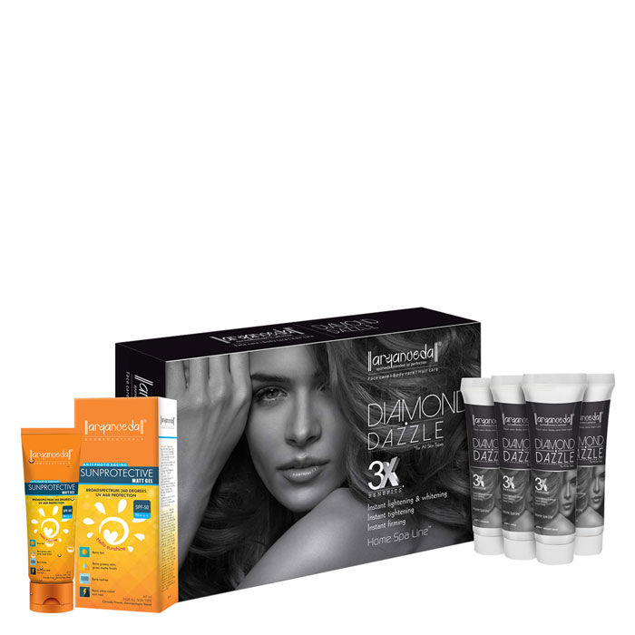 Buy Aryanveda Diamond Dazzle 3X Home Spa Kit With Spf-50 Combo Pack (55 g + 60ml) - Purplle