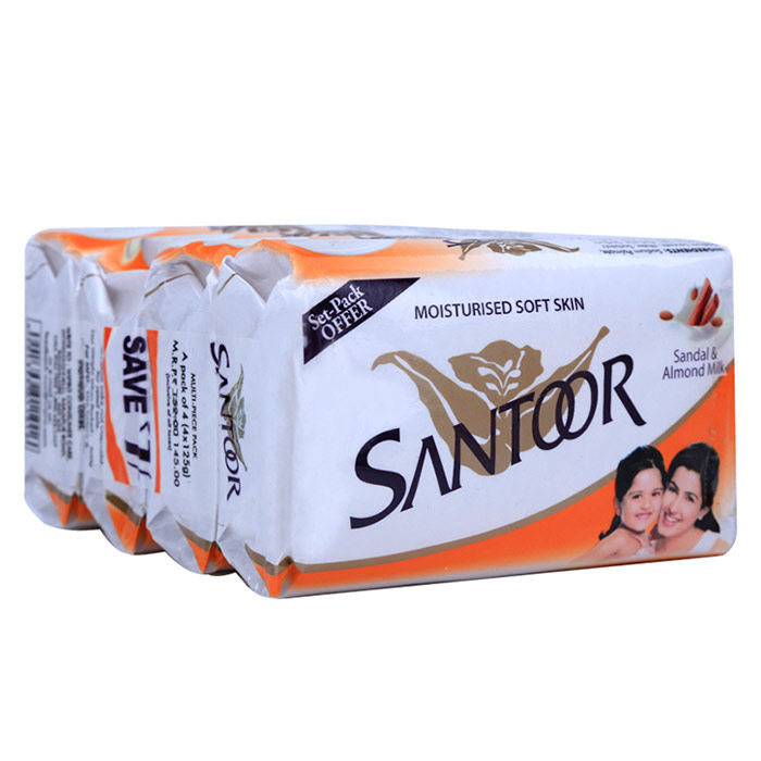 Buy Santoor Soap Sandal And Almond (125 g * 4) - Purplle