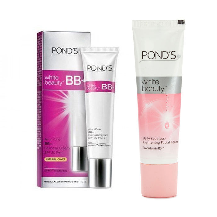 Buy Ponds White Beauty All-in-One BB+ Fairness Cream (18 g) + FREE Ponds White Beauty Daily Spot Less Facial Foam (20 g) - Purplle