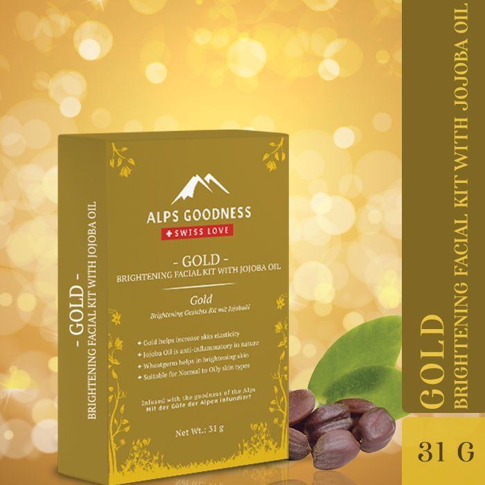 Alps Goodness Gold Brightening Facial Kit with Jojoba Oil for skin lightening - 31GRMS