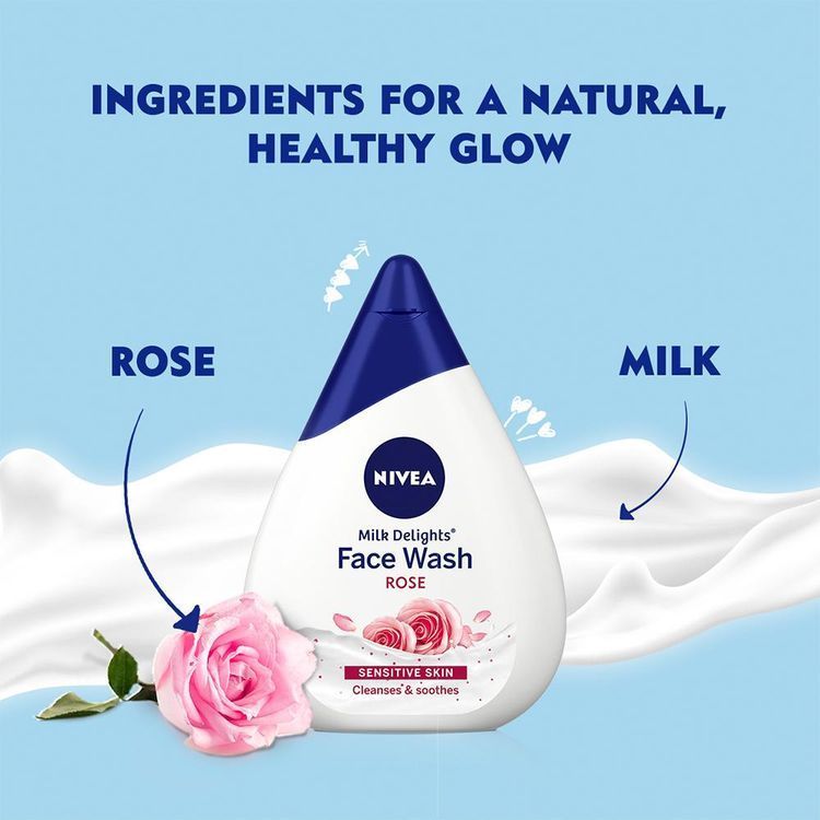 Nivea Face Wash Milk Delights With Caring Rosewater Sensitive Skin (100gm)