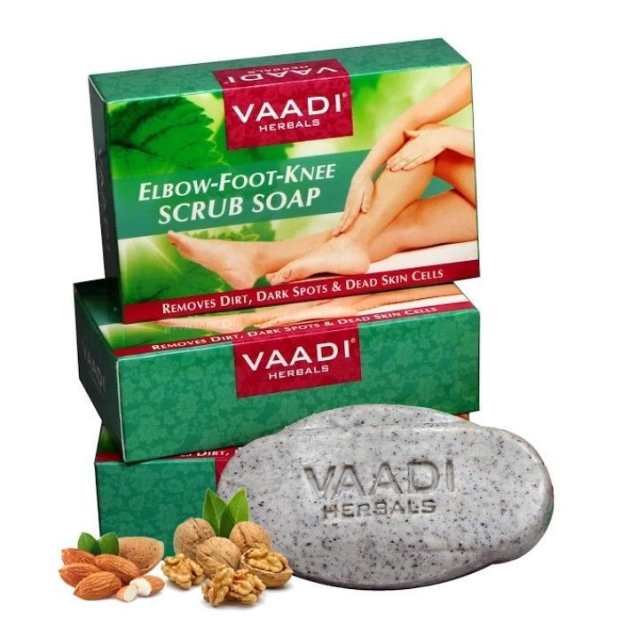 Vaadi Herbals Elbow-Foot-Knee Scrub Soap With Almond & Walnut Scrub (75 g)