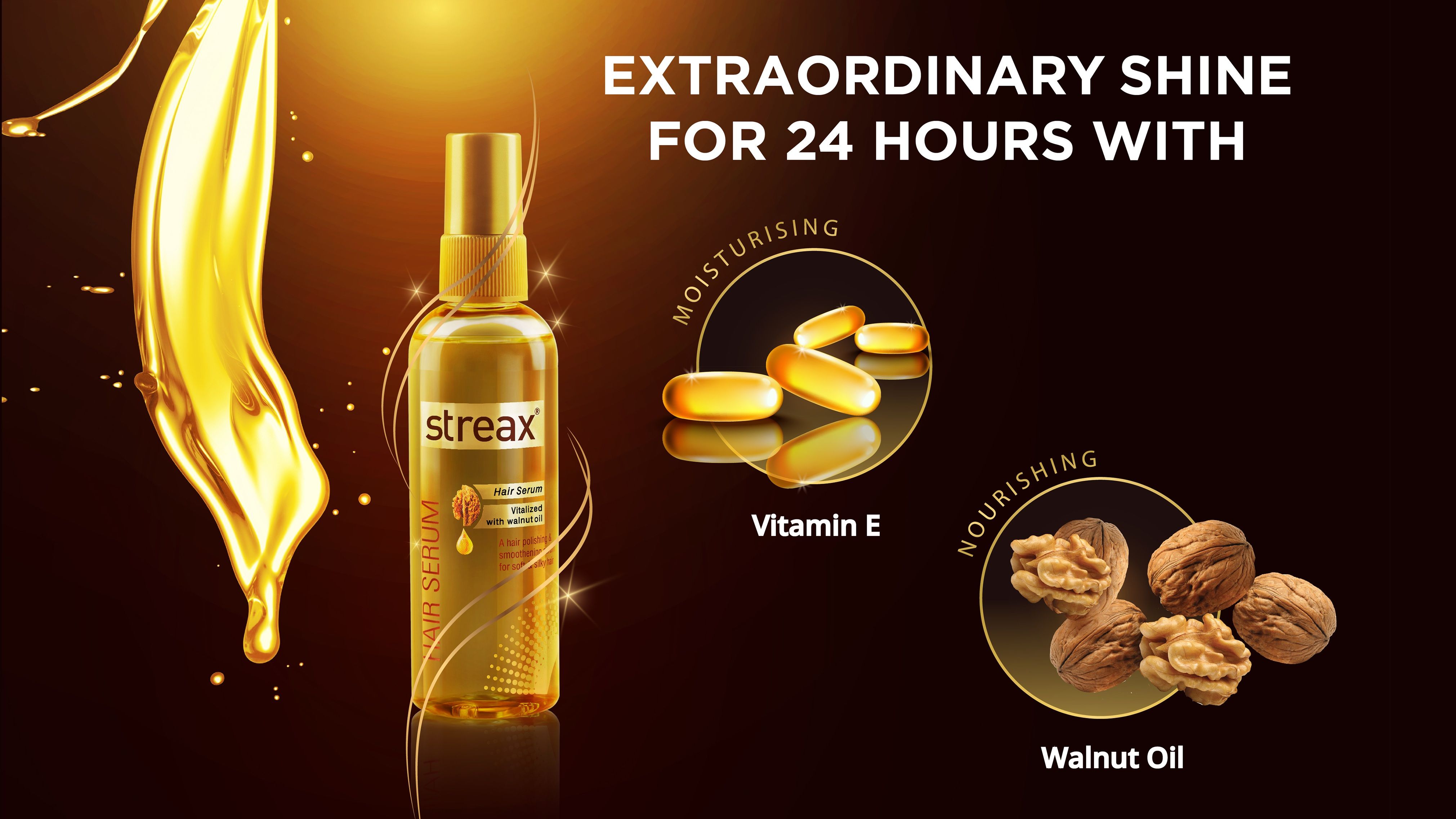 Streax Hair Serum Vitalised With Walnut Oil 45 Ml