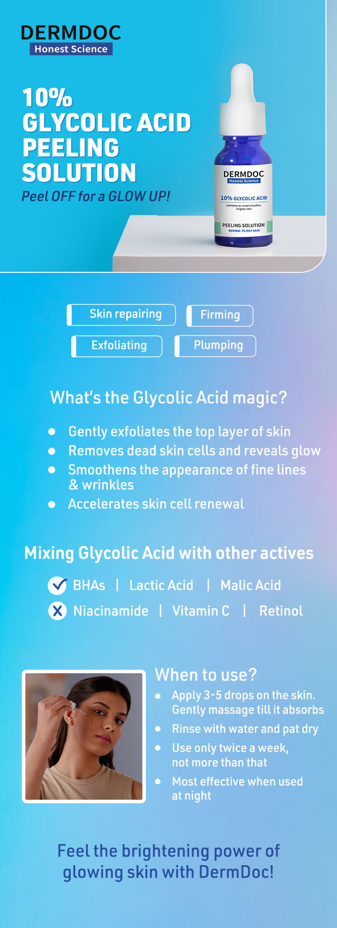 DermDoc 10 Glycolic Acid Face Serum (15 ml)