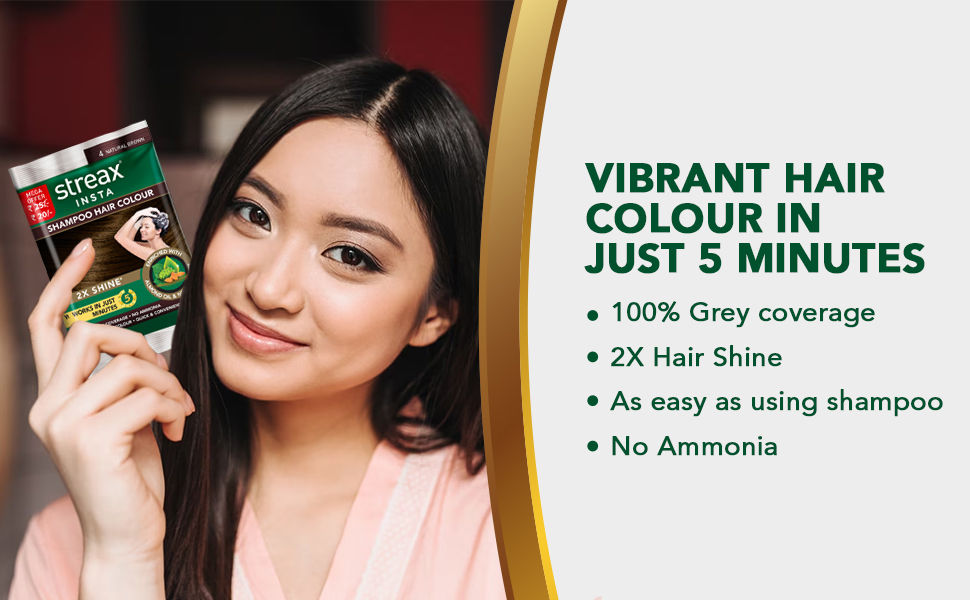 Streax Insta Shampoo Hair Colour Natural Brown (18 ml)