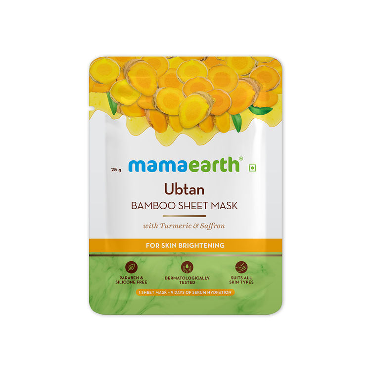 Mamaearth Ubtan Bamboo Sheet Mask with Turmeric & Saffron for Skin Brightening