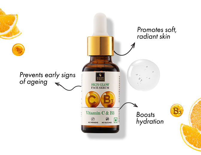 Good Vibes Vitamin C & B3 Skin Glow Face Serum Brightening, Anti