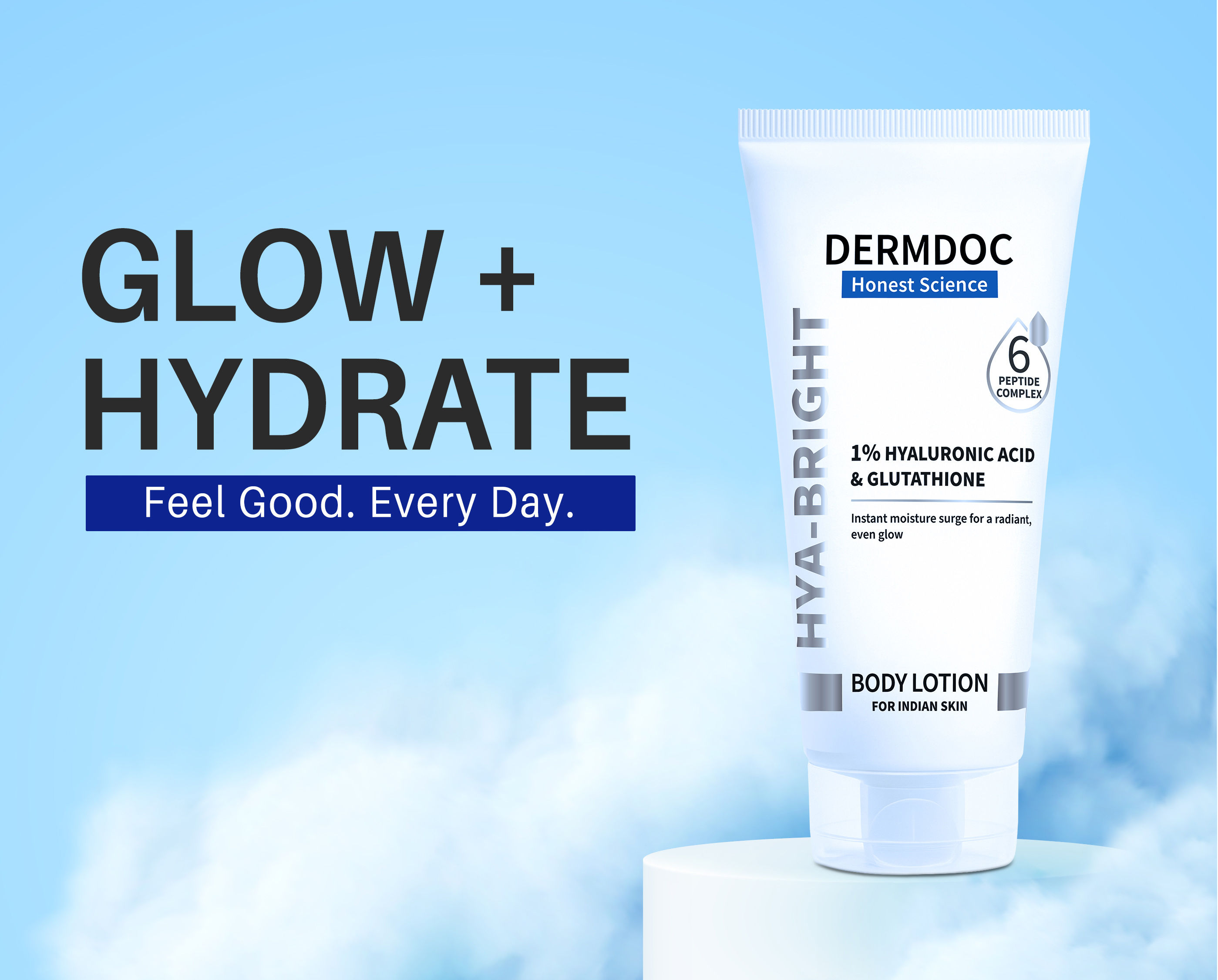 DERMDOC 1% Hyaluronic Acid & Glutathione Hya-Bright Moisturising Body Lotion 180 ml