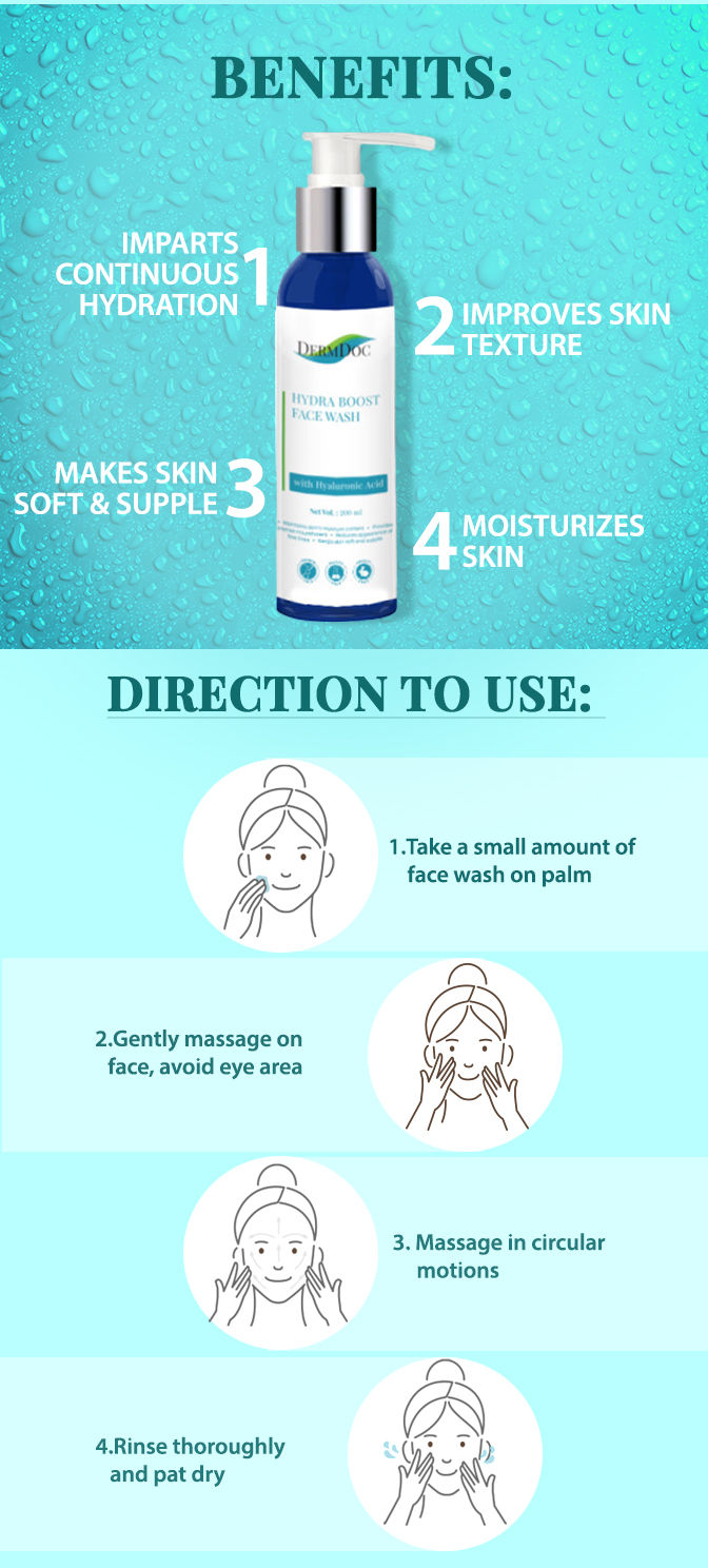 Buy DermDoc Hydra Boost Face Wash with Hyaluronic Acid (200 ml) Online