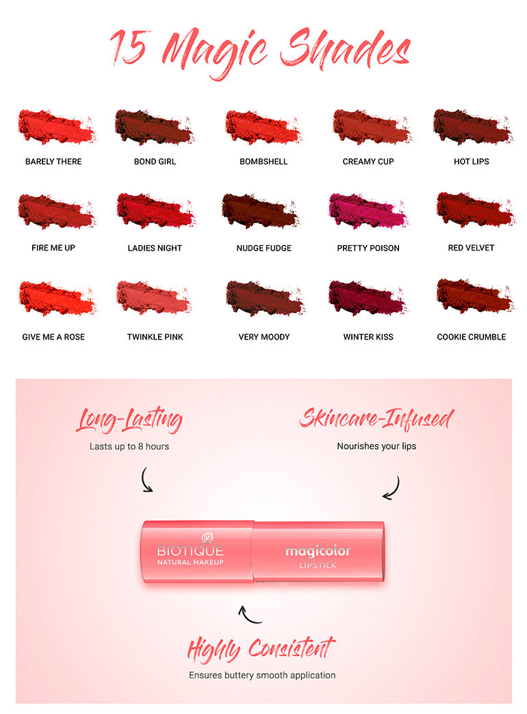 Buy Biotique Natural Makeup Magicolor Lipstick (Hot Lips)(4.2 g) Online