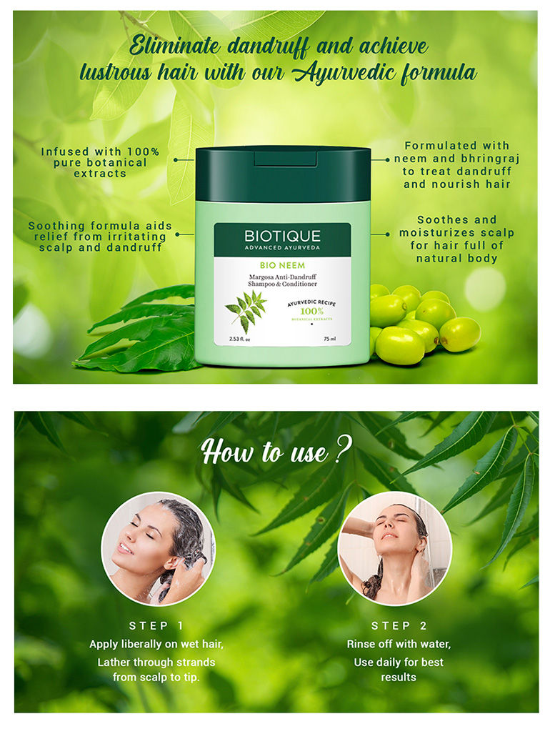 Buy Biotique Bio Neem Margosa AntiDandruff Shampoo & Conditioner (75