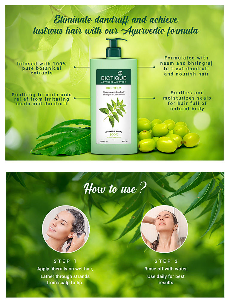 Buy Biotique Bio Neem Margosa AntiDandruff Shampoo & Conditioner (650