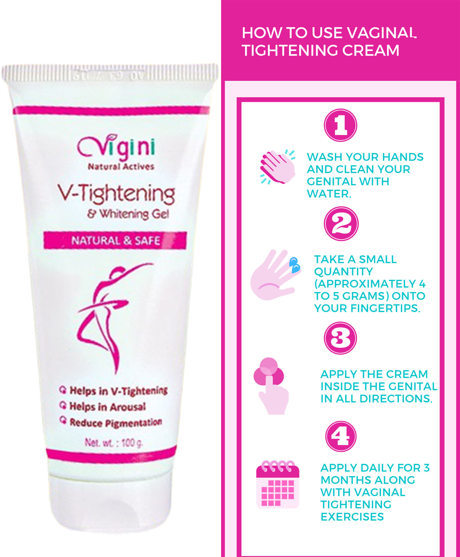 Buy Vigini 100 Natural Actives Vaginal V Tightening Whitening Tight Moisturizer Lubricant Gel