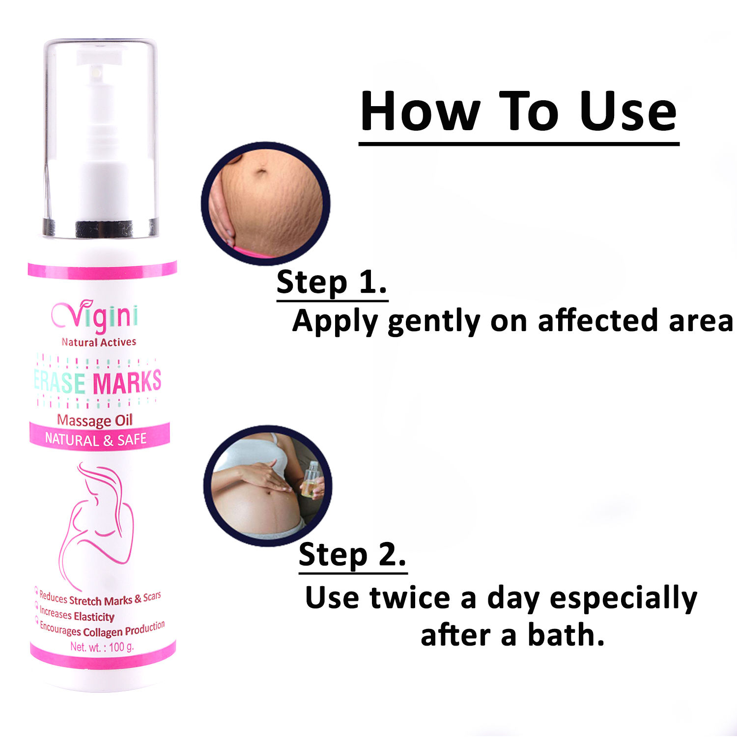 Buy Vigini 100 Natural Actives Stretch Marks Removal Oil with Bio Oils