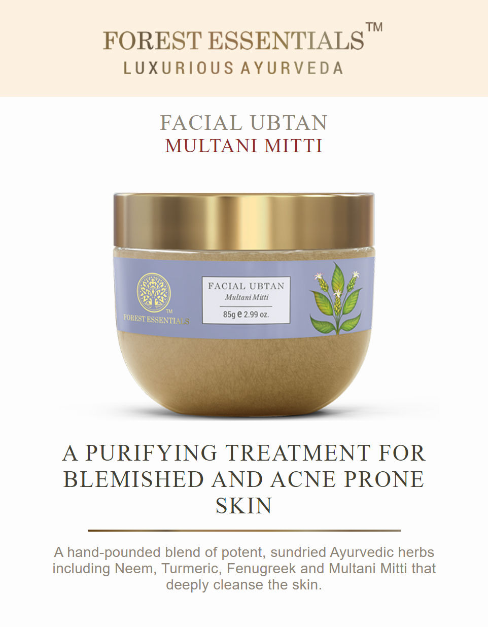 Forest Essentials Facial Ubtan Multani Mitti 85 gms
