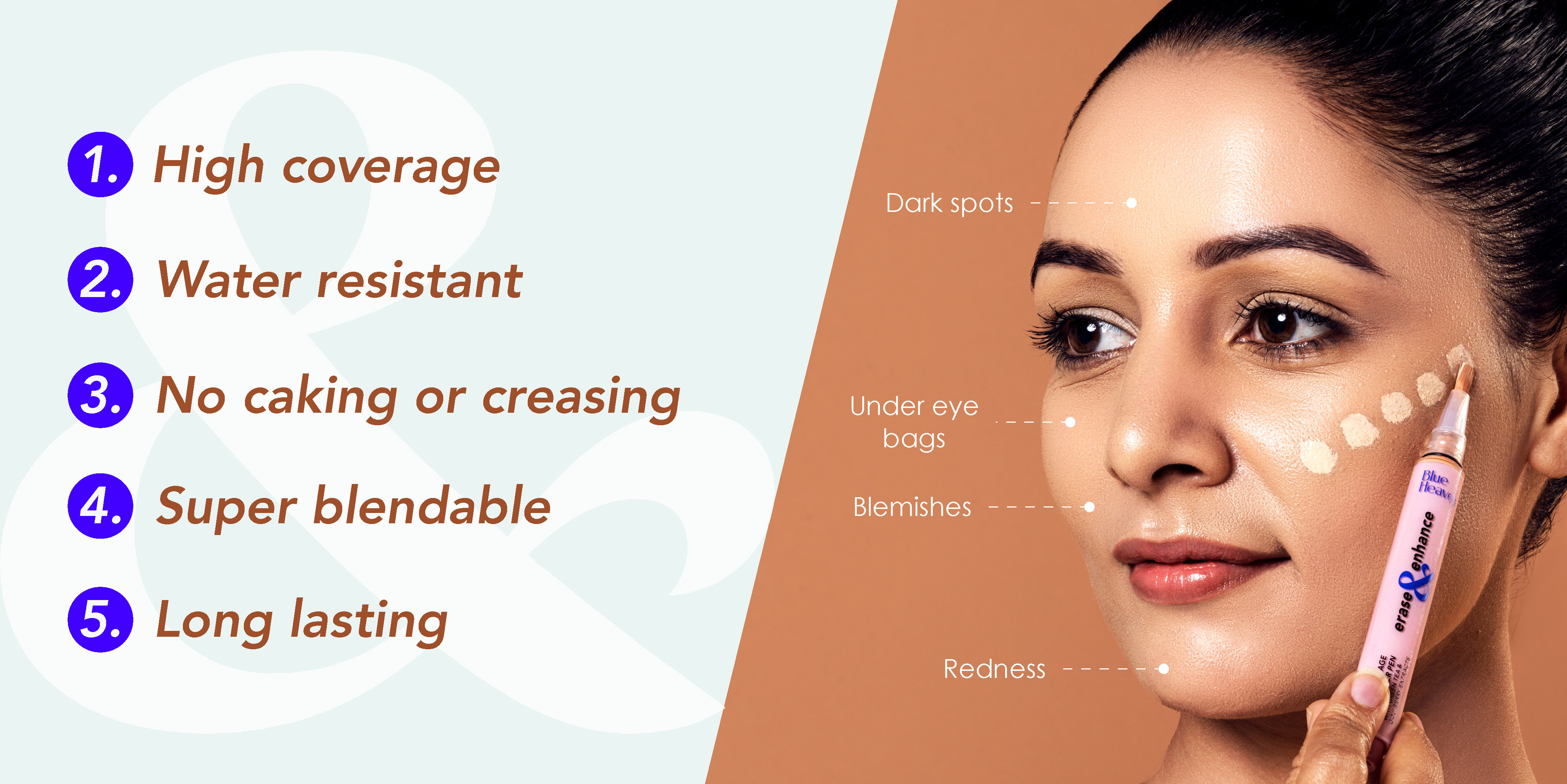 Blue Heaven Erase & Enhance Full Coverage Concealer Pen, Cream