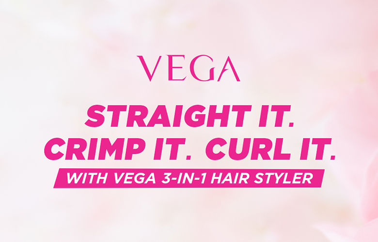 VEGA 3 in 1 Hair Styler - Straightener, Curler and Crimper (VHSCC-01), Black