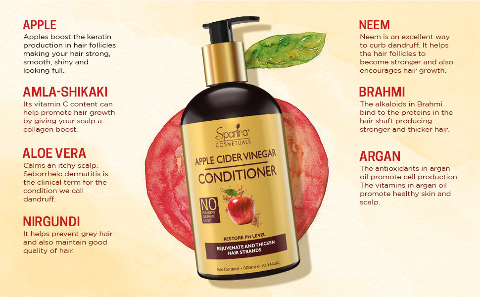 Spantra Apple Cider Vinegar Conditioner for Rejuvenate and thicken hair strands, 300ml Spantra Apple Cider Vinegar Conditioner for Rejuvenate and thicken hair strands, 300ml