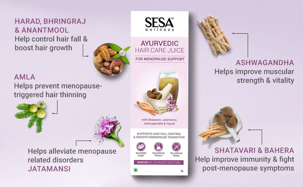 Sesa Ayurvedic Juice for Menopause controls Hair Fall & helps manage