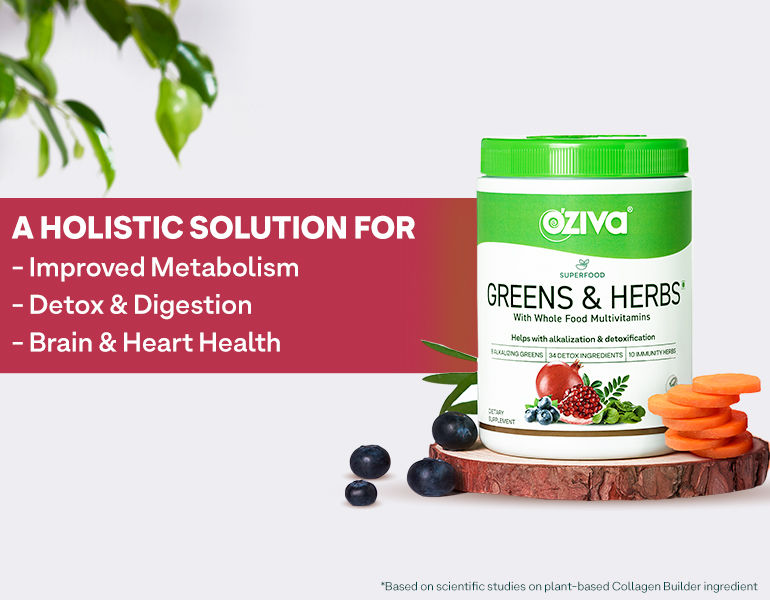 OZiva Superfood Greens & Herbs (Supergreens Powder with Alkalizing