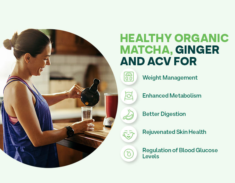 OZiva Plant Based ACV Matcha (Apple Cider Vinegar with the Mother and