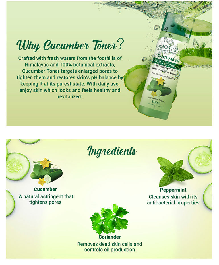 Biotique Cucumber Pore Tightening Refreshing Toner (120 ml)