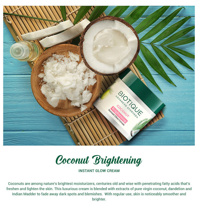 Biotique Coconut Brightening Instant Glow Cream (50 g)