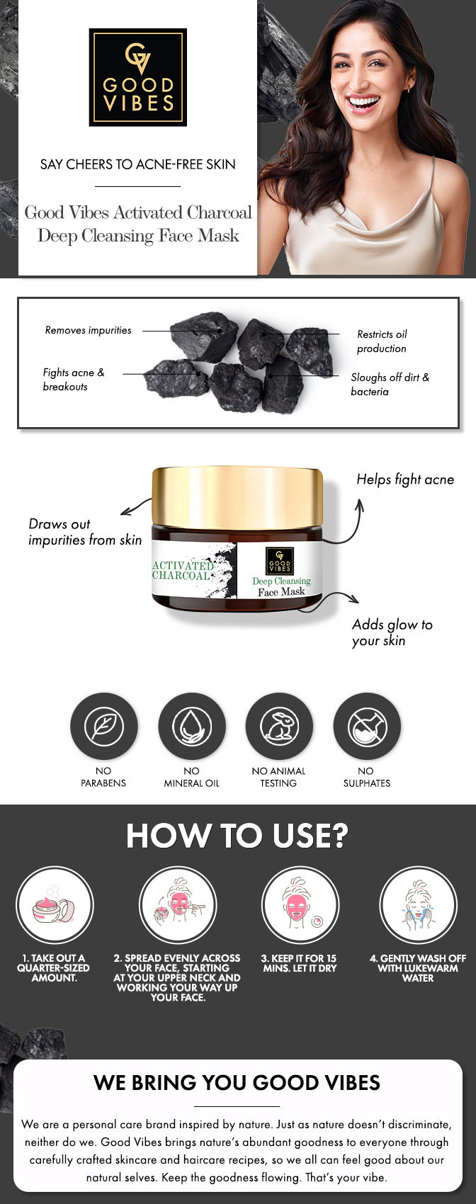 Buy Good Vibes Deep Cleansing Face Mask Activated Charcoal (50 g