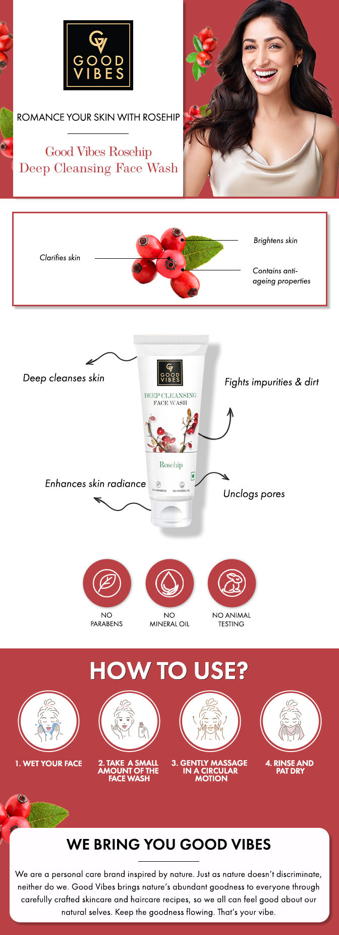 Good Vibes Rosehip Deep Cleansing Face Wash in Tube (120 ml)