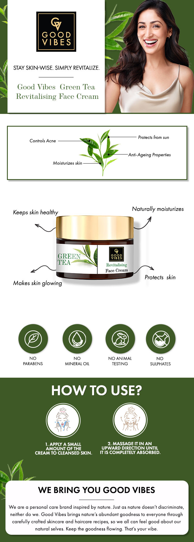 Buy Good Vibes Revitalising Face Cream - Green Tea (50 gm) Online | Purplle