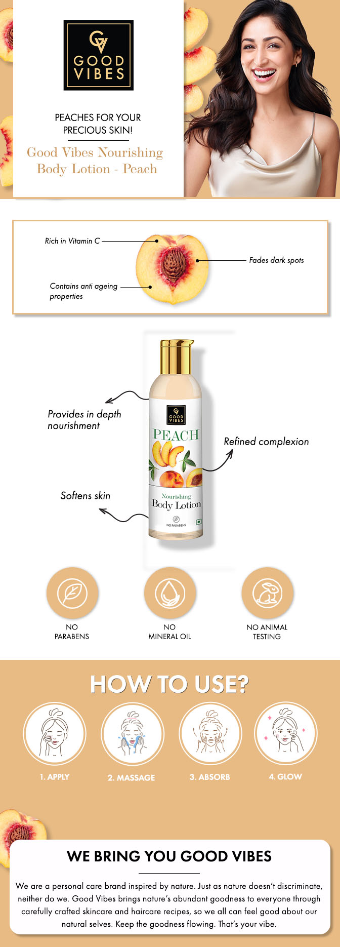 Buy Good Vibes Nourishing Body Lotion Peach (200 ml) Online Purplle