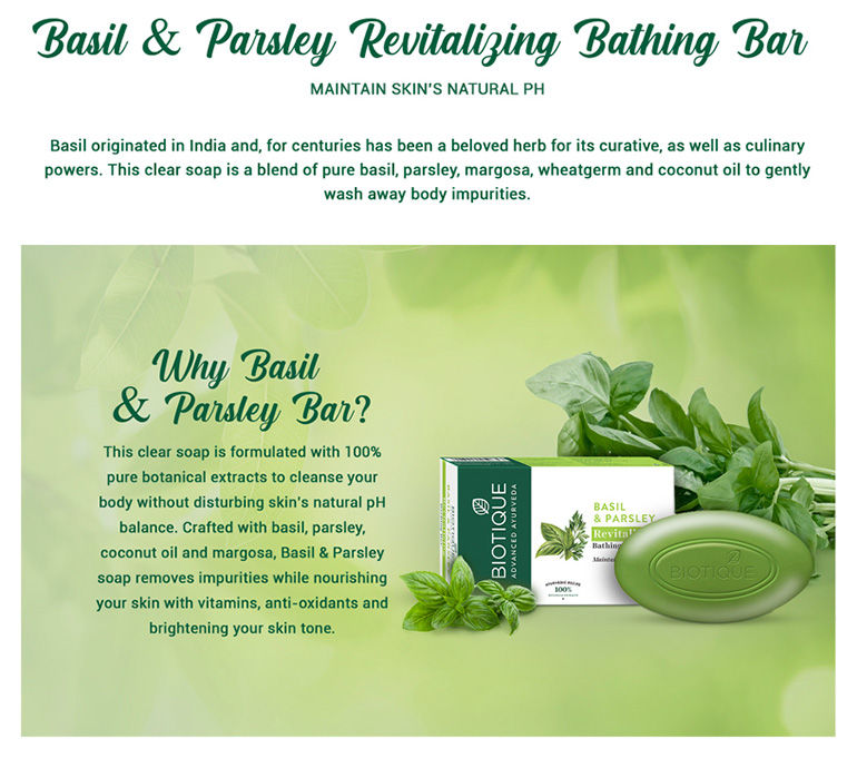 Buy Biotique Basil & Parsley Revitalizing Body Soap (150 g