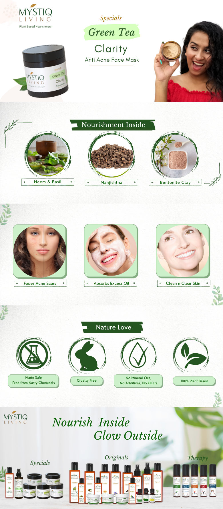 Mystiq Living Specials Acne Face Pack Green Tea Clarity Neem