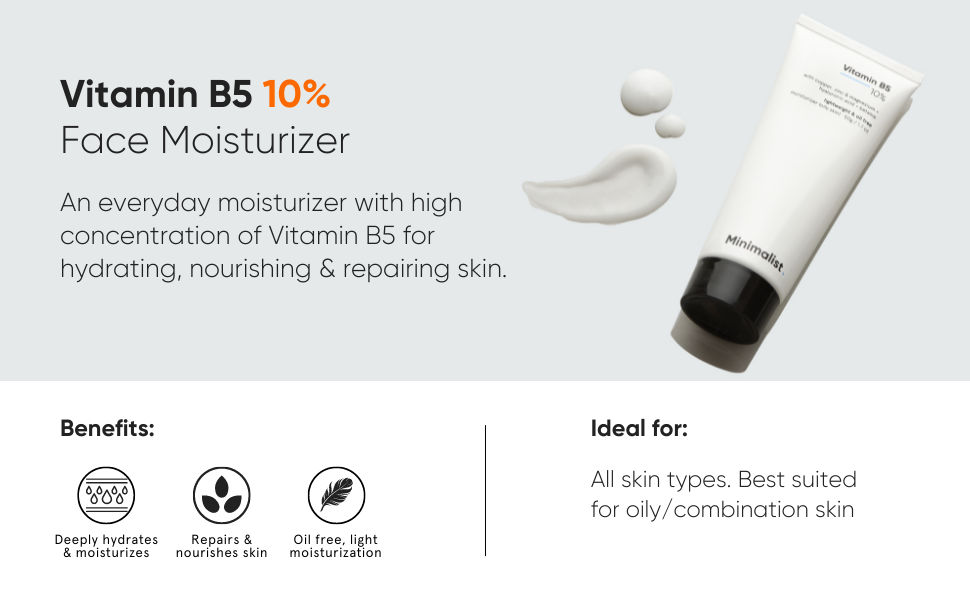 Minimalist 10 Vitamin B5 Oil Free Moisturizer with Zinc, Copper