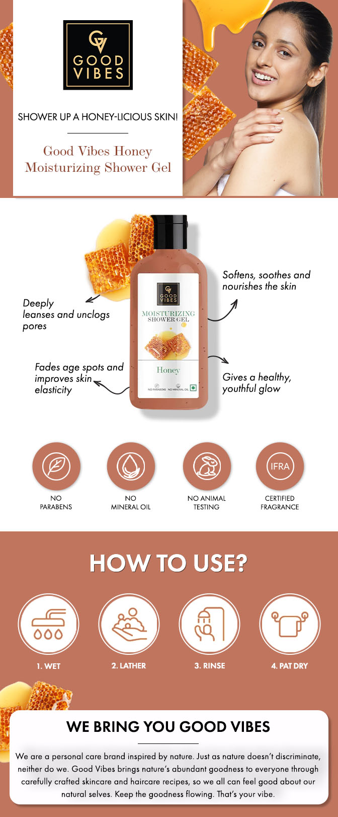 Good Vibes Moisturizing Shower Gel Honey (300 ml)