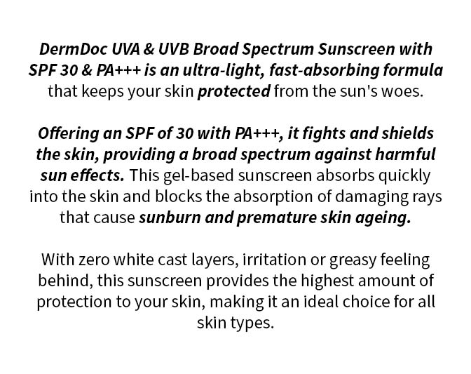 DermDoc UVA & UVB Broad Spectrum Sunscreen with SPF 30 & PA+++ (50 gm ...