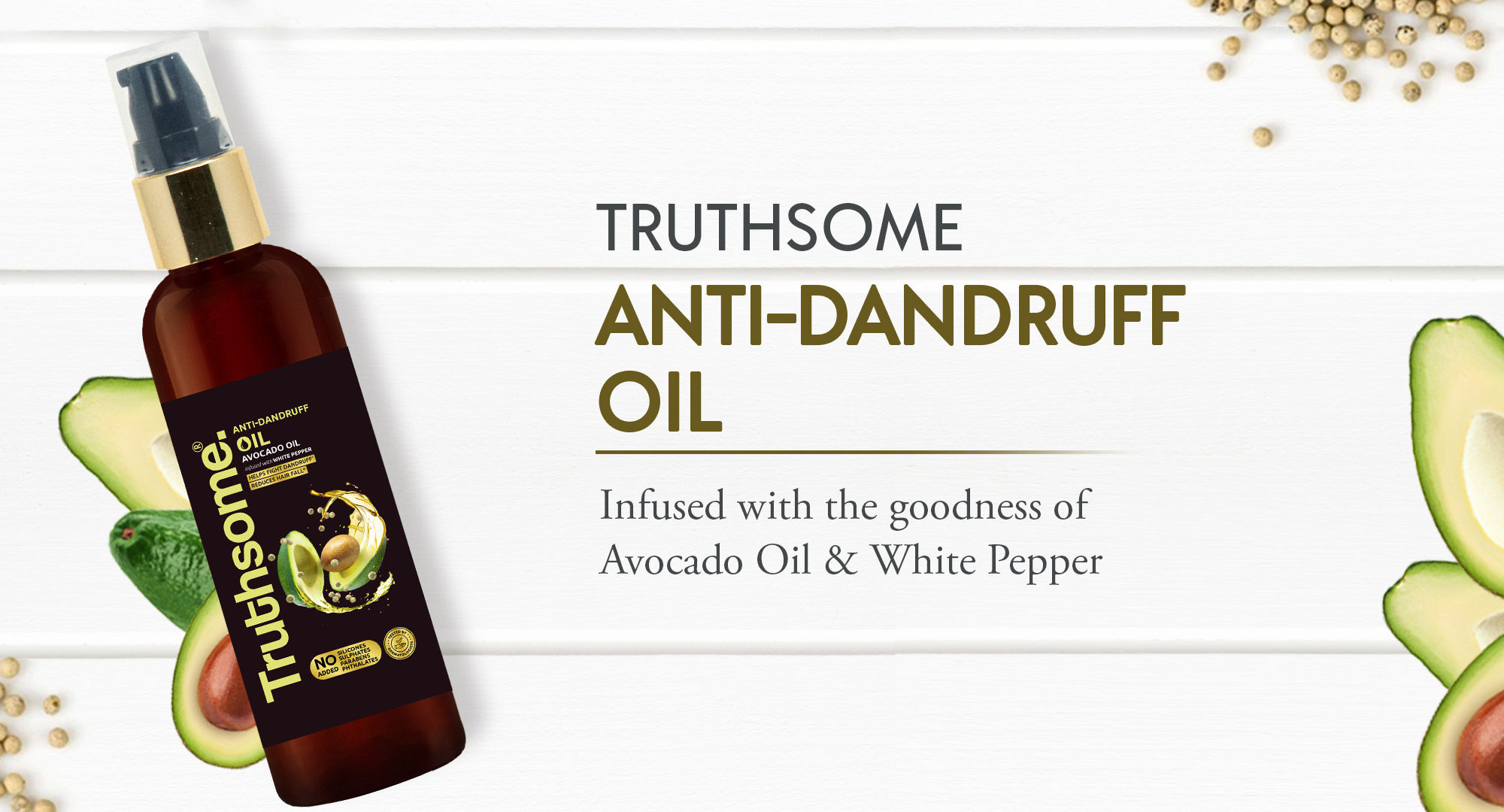 Truthsome AntiDandruff Oil with Avocado Oil & White Pepper, No
