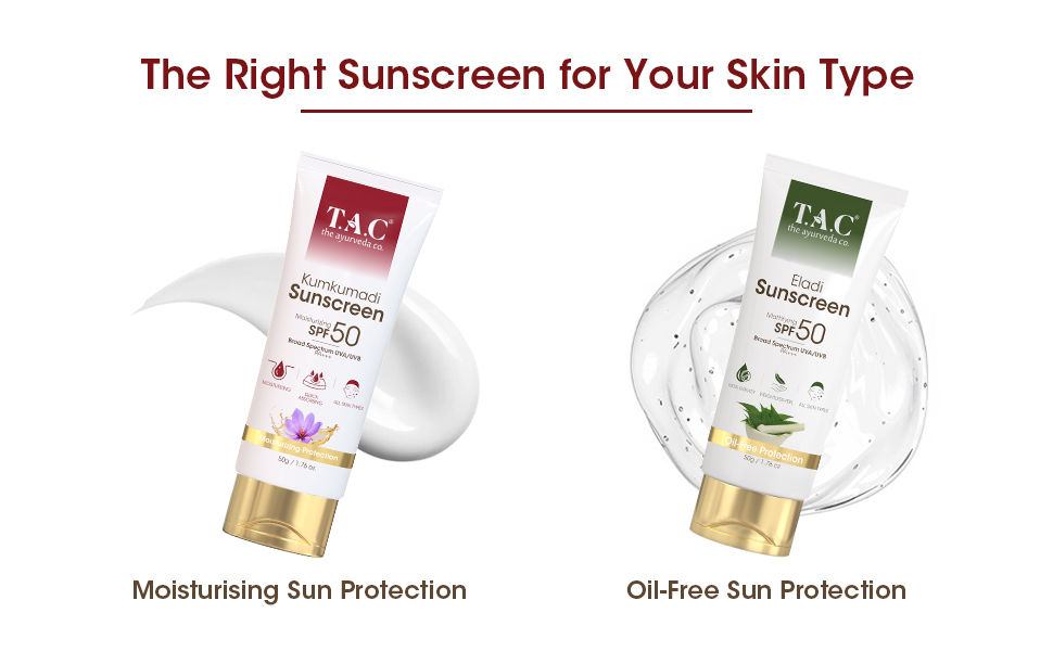 TAC The Ayurveda Co. Kumkumadi Sunscreen Moisturizing SPF 50 UVA/UVB PA+++ Moisturizing Protection