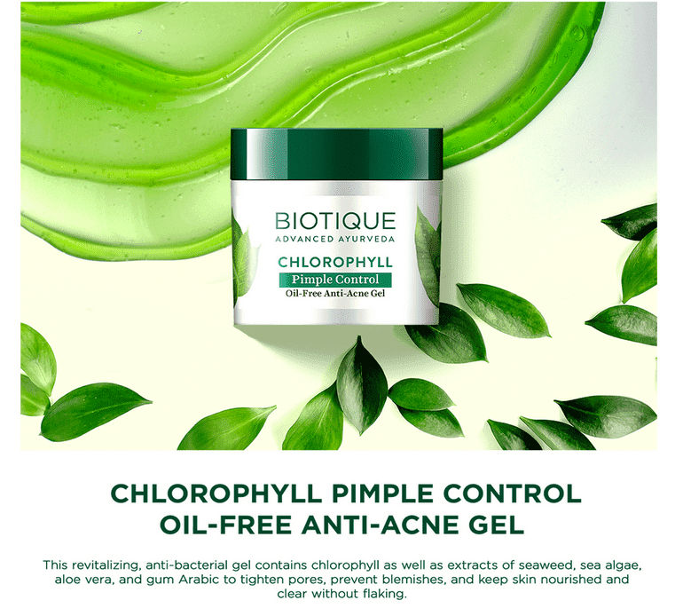 Biotique Chlorophyll Pimple Control Oil Free Anti Acne Gel 50gm