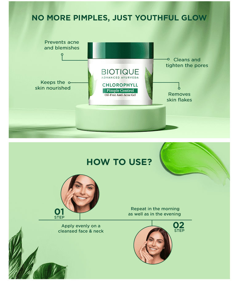Biotique Chlorophyll Pimple Control Oil Free Anti Acne Gel 50gm