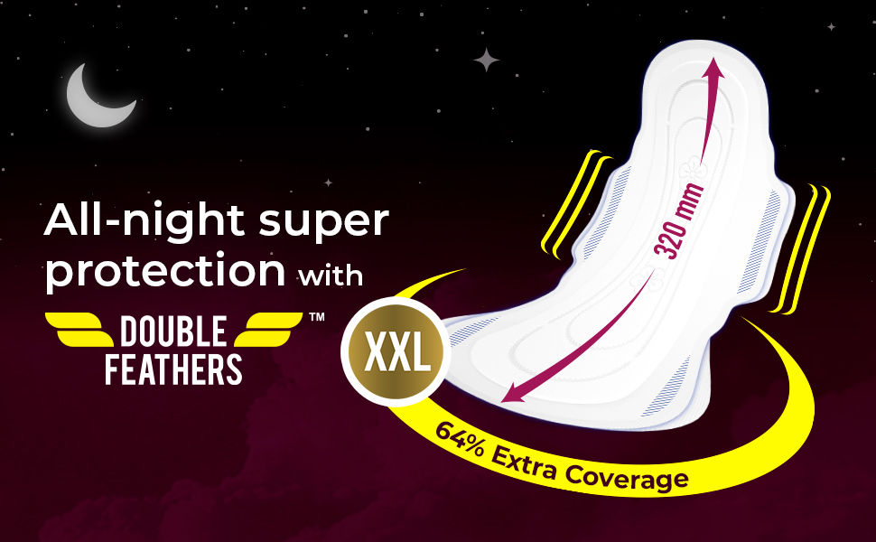 Paree Super Nights Sanitary Pads with Double Feather for Heavy Flow