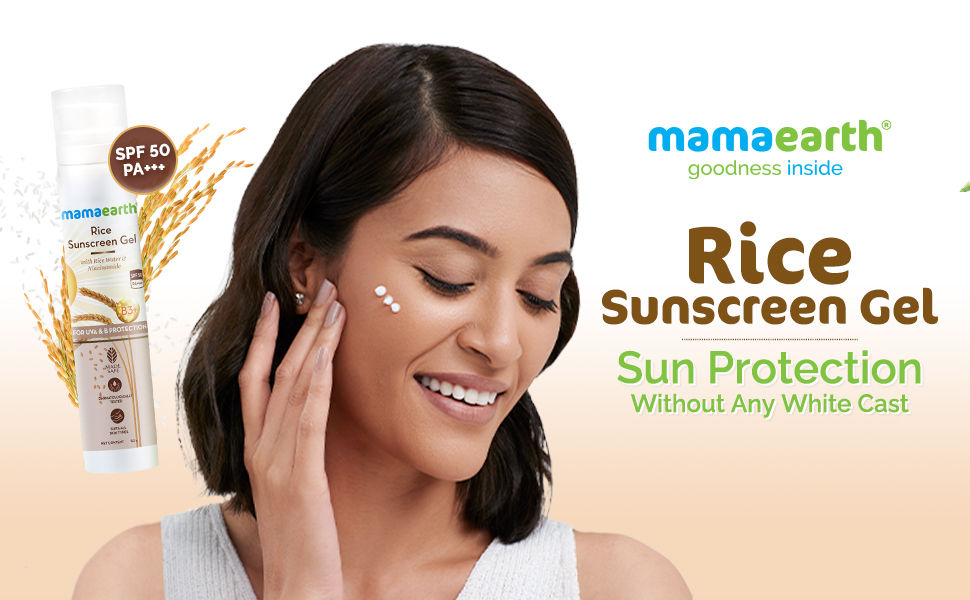 Mamaearth Rice Sunscreen With SPF 50 Gel with Rice Water & Niacinamide