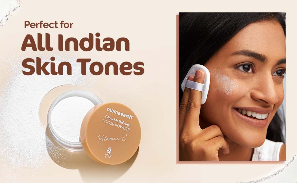 Mamaearth Glow Mattifying Loose Powder with Vitamin C & Aloe Vera for a