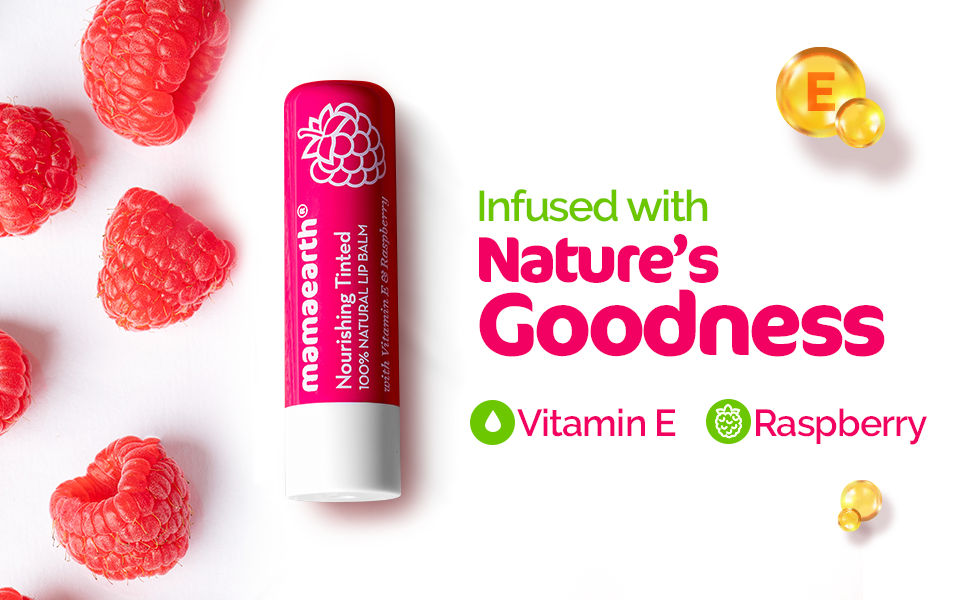 Mamaearth Nourishing Tinted 100 Natural Lip Balm with Vitamin E and Raspberry 4 g