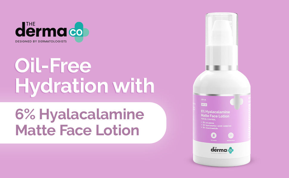 The Derma Co.6 Hyalacalamine Matte Face Lotion with Calamine & Hyaluronic Acid for Oily Skin