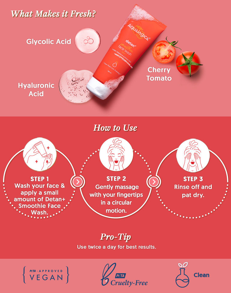 Aqualogica Detan+ Smoothie Face Wash with Cherry Tomato & Glycolic Acid