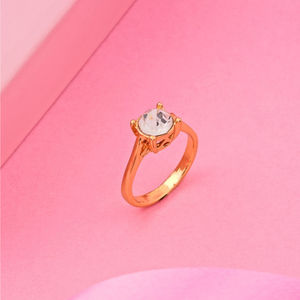 Estele Gold Plated Solitaire Ring with Austrian Crystal for Girls Women