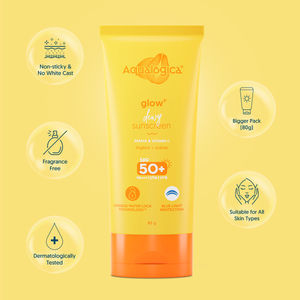 Aqualogica Glow+ Dewy Sunscreen Gel SPF 50+ 80g - Image 1