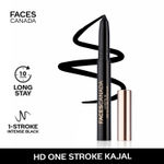 FACES CANADA Ultime Pro HD Deep Black One Stroke Kajal, 1.4 gm | Smooth Lightweight Intense Black HD Finish | 10HR Longstay | Rice Bran Wax | Castor Oil | Waterproof | Sweatproof | Built-In Sharpener